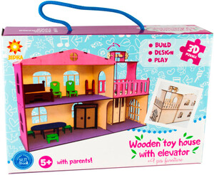 Ігри та іграшки: Будиночок з ліфтом, дерев'яний конструктор Зірка