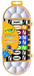 Набор гуашевых красок в тюбиках + кисточка (8 шт х 12 мл), Crayola