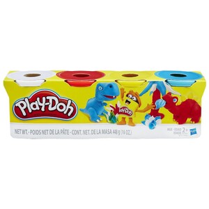 Ліплення та пластилін: Набір ігровий Плей-До 4 баночки Базові кольори B6508, Play-Doh
