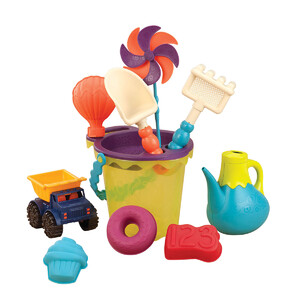 Розвивальні іграшки: Набір для гри з піском та водою «Сумочка лайм», Battat