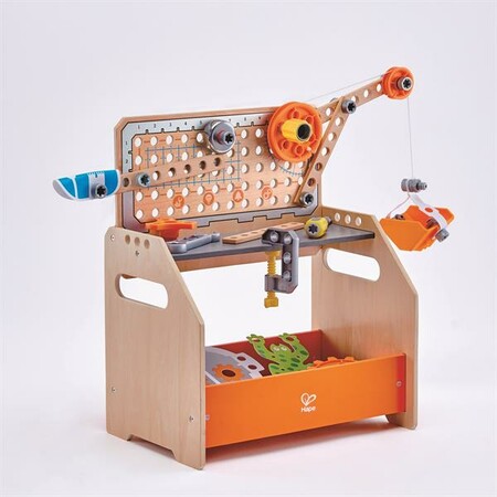 Дерев'яні конструктори: Конструктор Hape Junior Inventor Науковий верстак настільний 58 деталей (E3028)
