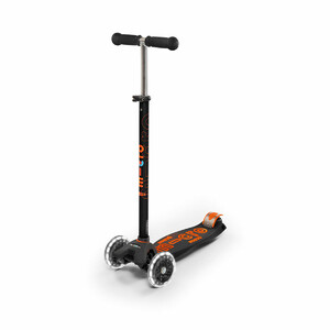 Детский транспорт: Самокат Micro серии Maxi Deluxe LED, черно-оранжевый