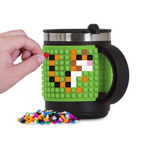 Поильники, бутылочки, чашки: Термочашка зеленая с пикселями, 480 мл, Pixie Crew