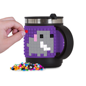 Поильники, бутылочки, чашки: Термочашка фиолетовая с пикселями, 480 мл, Pixie Crew