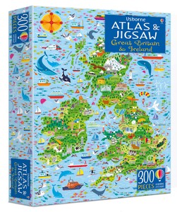 Подорожі. Атласи і мапи: Карта Британских островов. Книга-атлас и пазл в комплекте [Usborne]