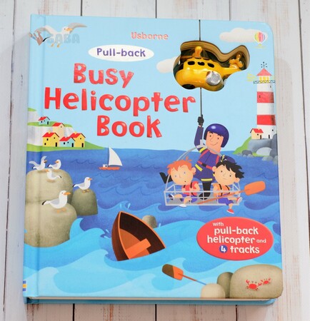 З заводними іграшками: Pull-back busy helicopter book