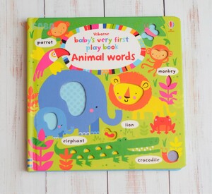 Книги про животных: Baby's Very First Play book Animal words [Usborne]