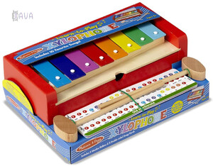 Игры и игрушки: Деревянный ксилофон с карточками мелодий, Melissa & Doug