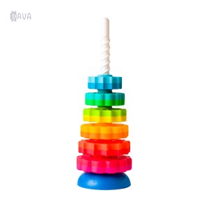 Розвивальні іграшки: Пірамідка гвинтова тактильна, Fat Brain Toys SpinAgain