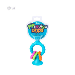 Игры и игрушки: Прорезыватель-погремушка на присосках pipSquigz Loops бирюзовый, Fat Brain Toys