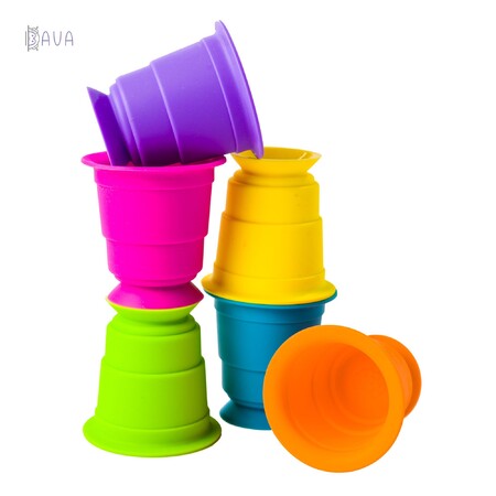 Іграшки для ванни: Іграшка тактильна М'які чашки, Fat Brain Toys Suction Kupz 6 шт.