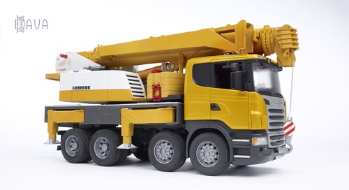 Будівельна техніка: Автокран SCANIA з модулем зі світловими і звуковими ефектами, Bruder