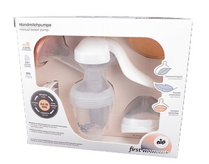 Для мами: Ручний молоковідсмоктувач в комплекті з антиколіковою пляшкою (силікон, S, 150 мл), Nip