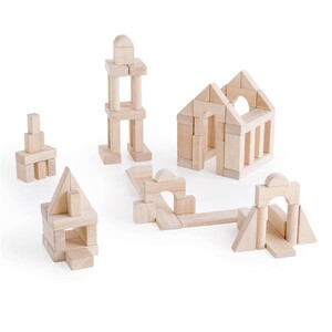 Ігри та іграшки: Дерев'яні кубики Guidecraft Unit Blocks з нефарбованого дерева Геометричні форми, 84 шт.