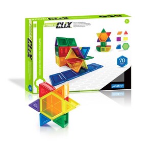 Ігри та іграшки: Магнітний конструктор Guidecraft PowerClix Solids, 70 деталей