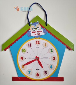 Часы и время года: Картонные учебные часы с подвижными стрелками (небольшие примятости в уголках)