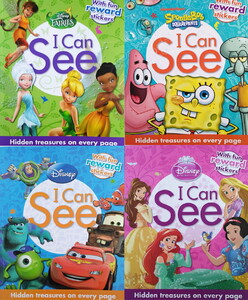 Книги для дітей: Disney I Can See Collection 4 Books Set With Hidden Treasures and Reward Stickers