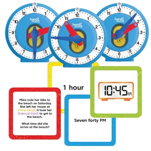Часы и время года: Набор учебных часов «Интервалы времени с карточками» Hand2mind