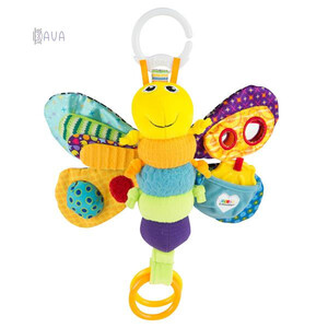 Развивающие игрушки: Мягкая игрушка-подвеска «Бабочка с прорезывателем и пищалкой», Lamaze
