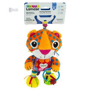 Розвивальні іграшки: М'яка іграшка-підвіска «Леопардик муркотить», Lamaze