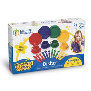 Игрушечная посуда и еда: Игровой набор Pretend & Play® "Посуда и приборы на 4-х" Learning Resources