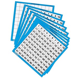 Счётный материал и разряды чисел: Двухсторонняя таблица "Числа от 1 до 100", ламинированное покрытие (набор из 10 шт.) Learning Resour