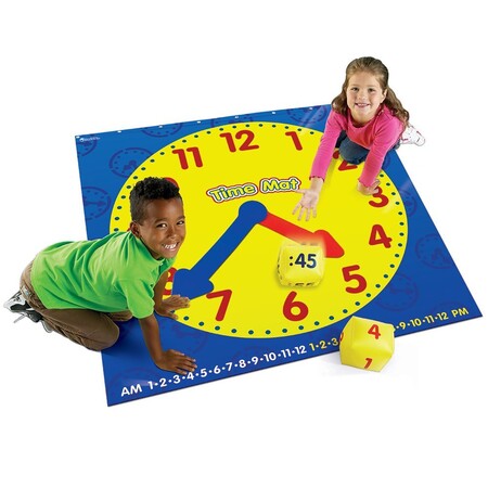 Часы и время года: Подвижная игра "Учимся определять время с большим игровым полем" Learning Resources