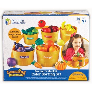 Мелкая моторика и сортировка: Набор игрушечных фруктов и овощей в корзинках Learning Resources
