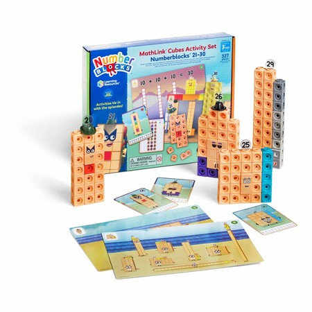 Мелкая моторика и сортировка: Соединяющиеся кубики Numberblocks 21-30 с заданиями, Learning Resources