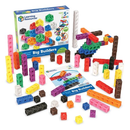 Пластмасові конструктори: Великі з'єднувальні кубики MathLink® 200 шт. в наборі з прикладами Learning Resources