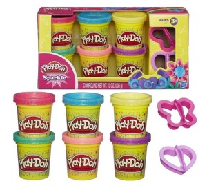 Лепка и пластилин: Набор игровой Плей-До 6 баночек с блёстками A5417, Play-Doh