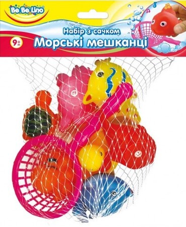 Іграшки для ванни: Набір з сачком для ігор у воді Морські мешканці Bebelino (57087)