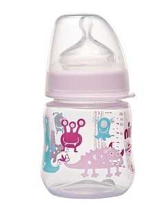 Поильники, бутылочки, чашки: Бутылочка с широким горлышком «Чудики», розовая, М, 150 мл, Nip