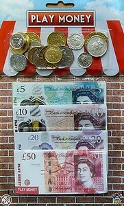 Игры и игрушки: Набор игрушечных денег Английские фунты (монеты и банкноты), Henbrandt