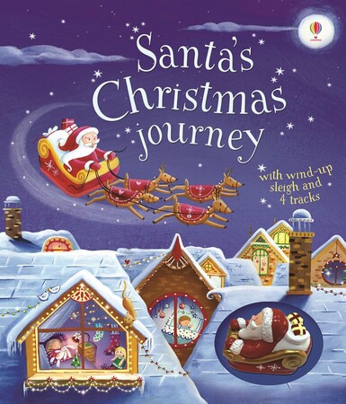 Новорічні книги: Santa's Christmas Journey with Wind-Up Sleigh [Usborne]