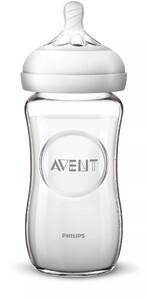 Поильники, бутылочки, чашки: Стеклянная бутылочка для кормления Natural Avent, 240 мл, SCF053/17
