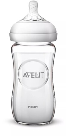 Бутылочки: Стеклянная бутылочка для кормления Natural Avent, 240 мл, SCF053/17