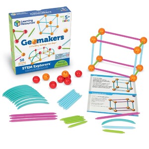 Развивающие игрушки: Конструктор для пространственного моделирования «Простые фигуры» с карточками Learning Resources