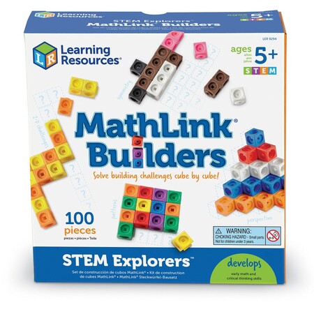 Пластмассовые конструкторы: Соединяющиеся кубики MathLink® 100 шт. в наборе с примерами Learning Resources