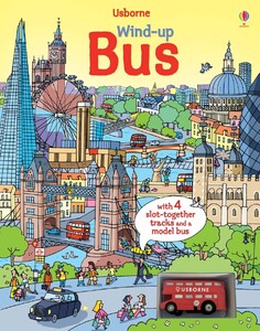 Книги про транспорт: Wind-up bus book with slot-together tracks [Usborne]
