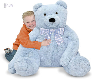 Тварини: М'яка іграшка Гігантський плюшевий ведмедик, блакитний, 76 см, Melissa & Doug